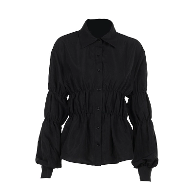 Women's Ruffled Long Sleeve Blouse 2025 New Fashion V-Neck Dressy Casual Shirt 01