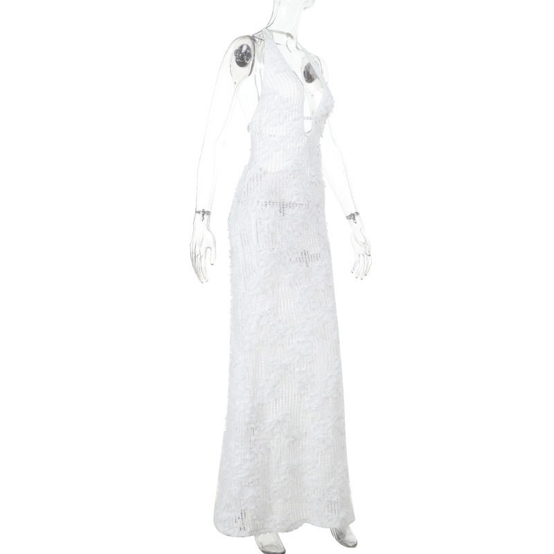 Women's Strapless Mermaid Dress 2025 Summer New European Style Jacquard Beach Dress