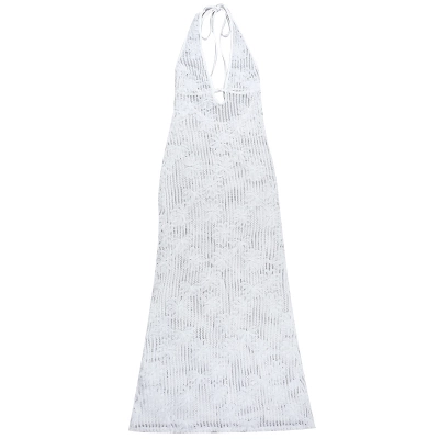 Women's Strapless Mermaid Dress 2025 Summer New European Style Jacquard Beach Dress 01