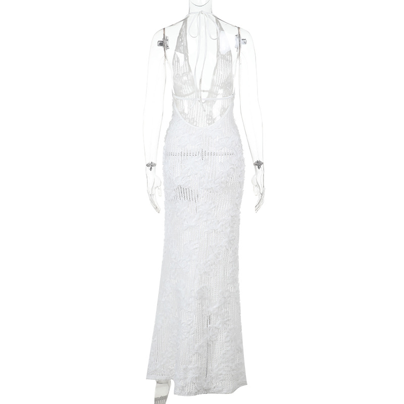 Women's Strapless Mermaid Dress 2025 Summer New European Style Jacquard Beach Dress