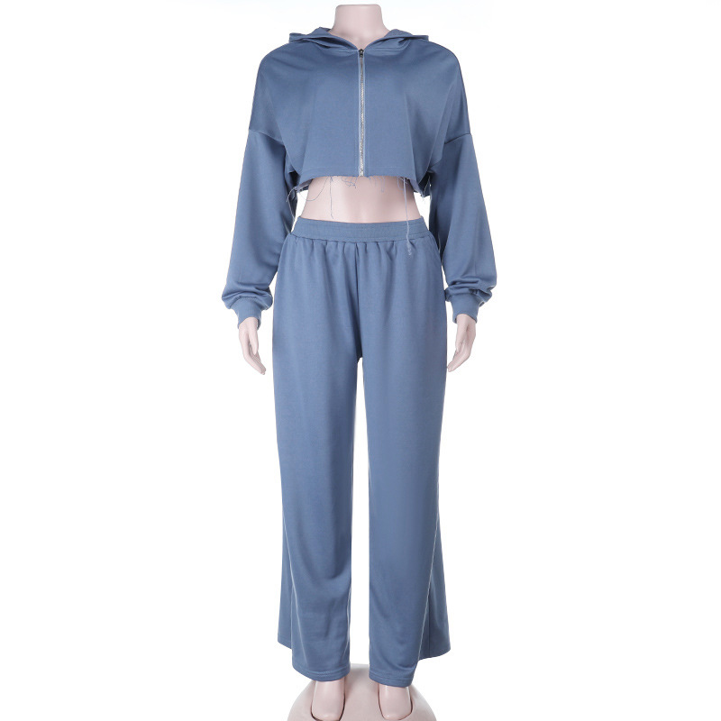 Women's Sweatshirt Set Fall 2025 New Distressed Hem Hoodie and Jogger Pants 2-Piece