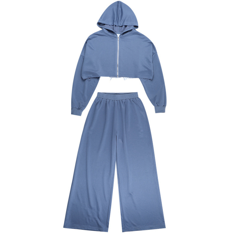 Women's Sweatshirt Set Fall 2025 New Distressed Hem Hoodie and Jogger Pants 2-Piece