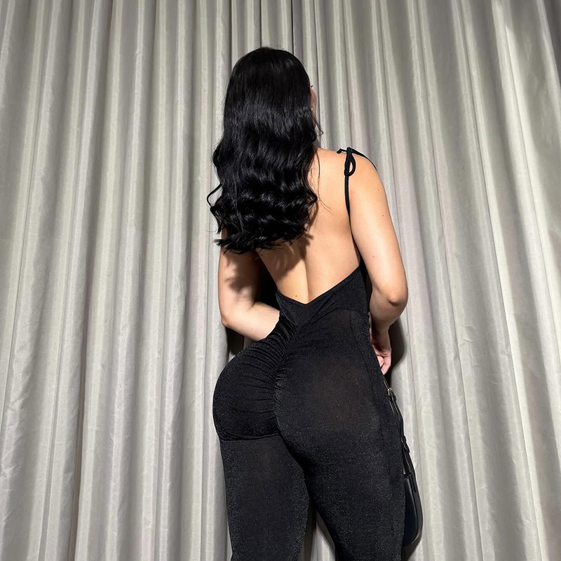 Backless Ruched Strapless Jumpsuit for Women