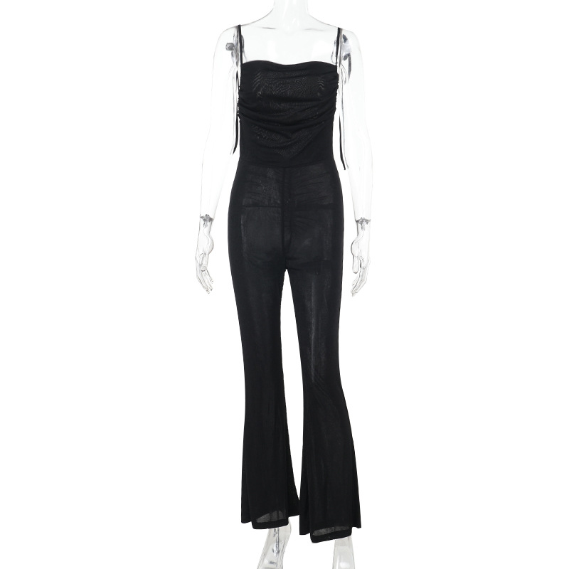 Backless Ruched Strapless Jumpsuit for Women