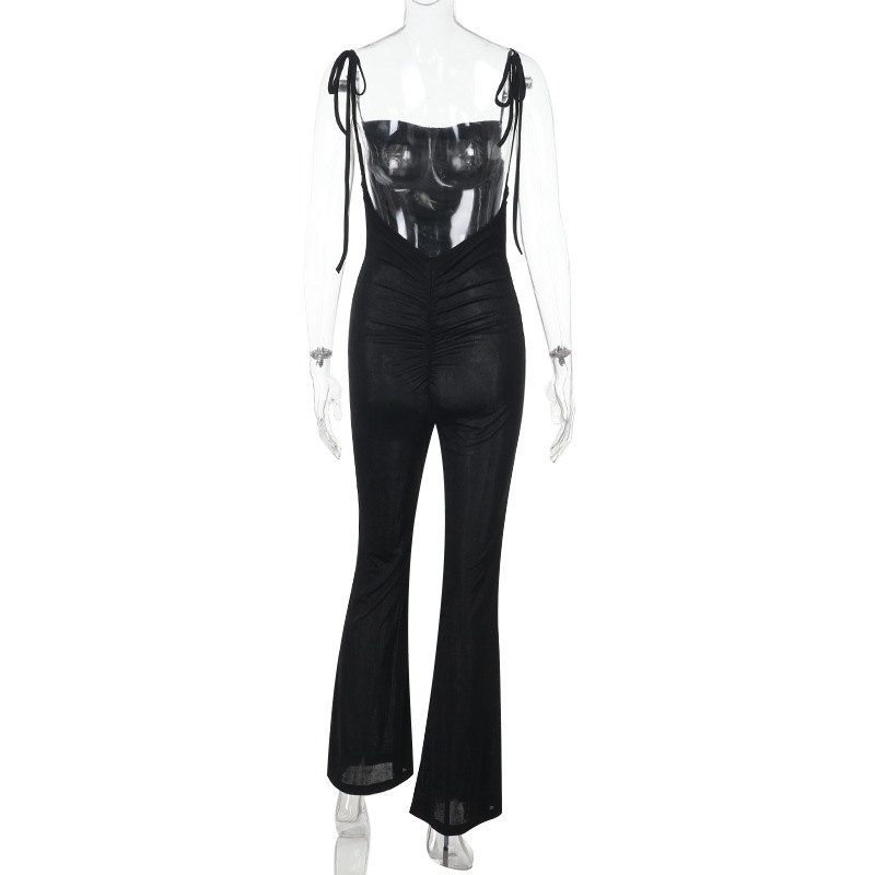 Backless Ruched Strapless Jumpsuit for Women