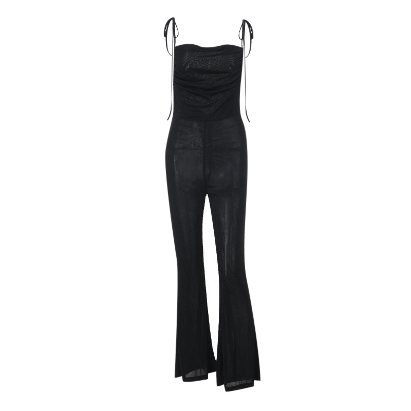 Backless Ruched Strapless Jumpsuit for Women