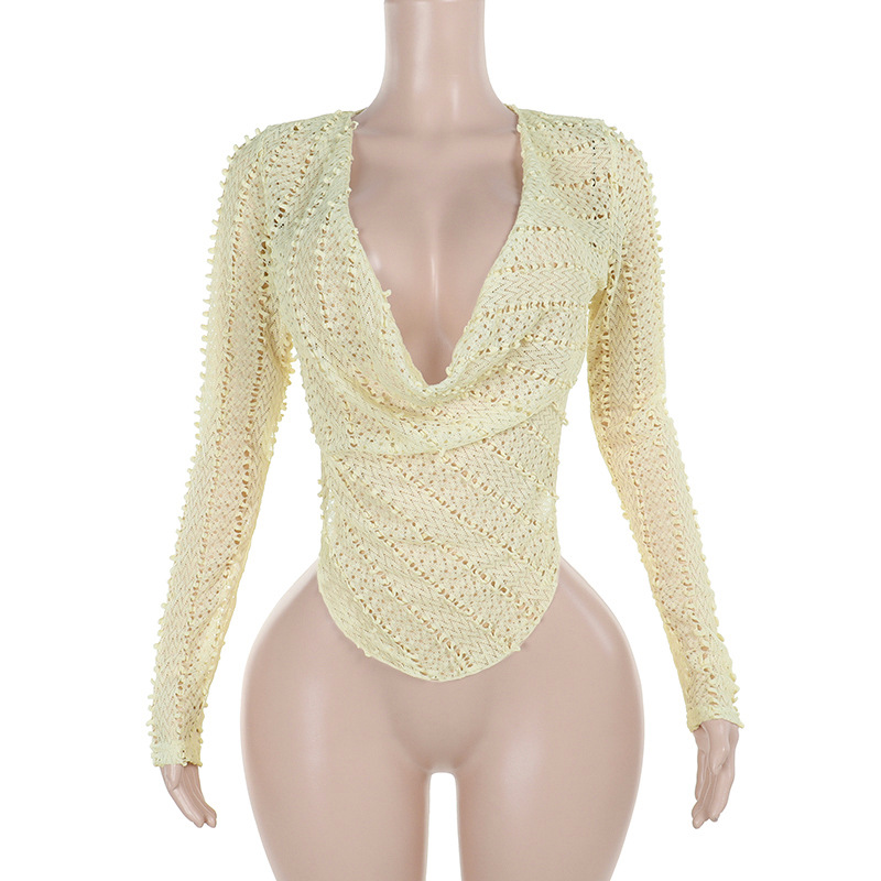 Edgy Halter Neck Long Sleeve Top for Women