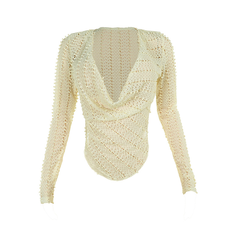 Edgy Halter Neck Long Sleeve Top for Women