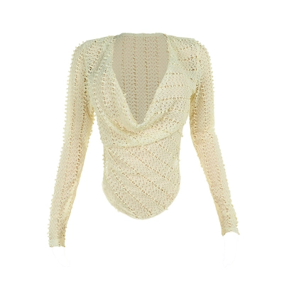 Edgy Halter Neck Long Sleeve Top for Women 01