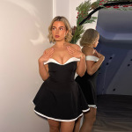 Elegant Off-Shoulder Color-Block Mini Dress