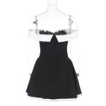 Elegant Off-Shoulder Color-Block Mini Dress