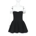 Elegant Off-Shoulder Color-Block Mini Dress