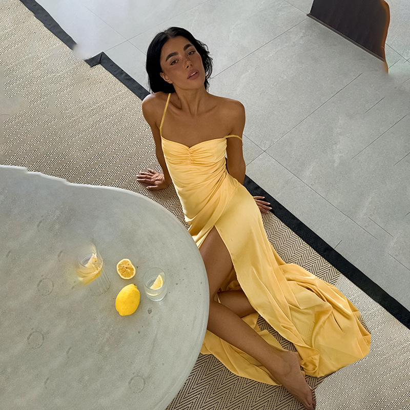 Elegant Strapless or Spaghetti Strap Long Dress