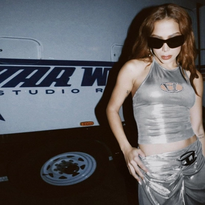 Knit Cropped Halter Top for Women – See-Through Lace Knit 02