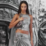 Knit Cropped Halter Top for Women – See-Through Lace Knit