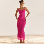 Lace Mesh Halter Long Dress for Women