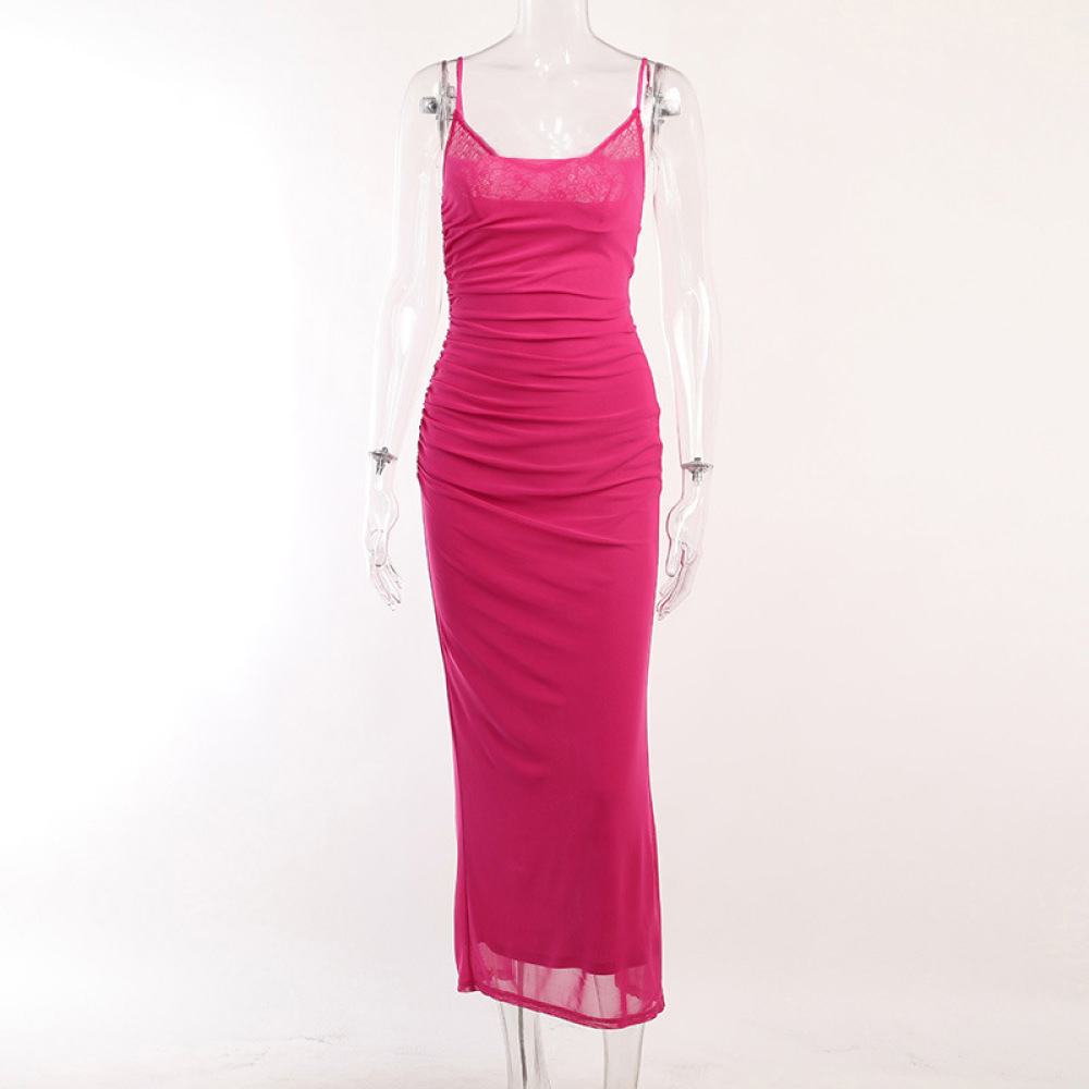 Lace Mesh Halter Long Dress for Women