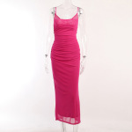 Lace Mesh Halter Long Dress for Women