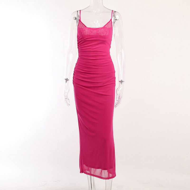 Lace Mesh Halter Long Dress for Women