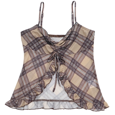 Printed Ruffle Halter Crop Top for Women 01