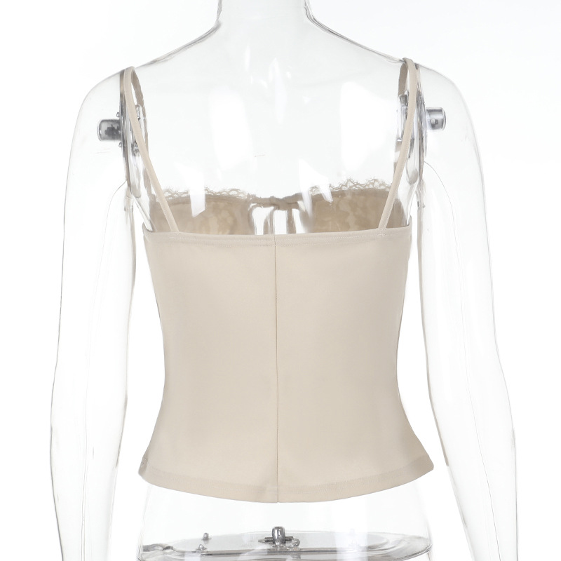 Ruched Halter Bralette with Side Tie Sexy Lace-Trimmed Crop Top 