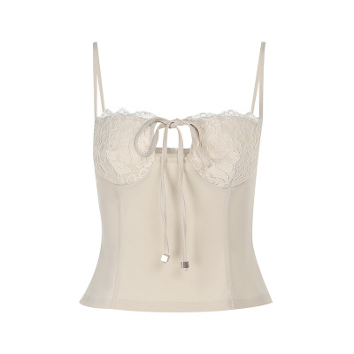 Ruched Halter Bralette with Side Tie Sexy Lace-Trimmed Crop Top  01
