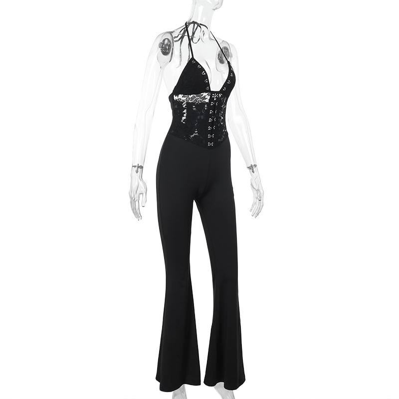 Sexy Lace Halter Neck Jumpsuit for Women