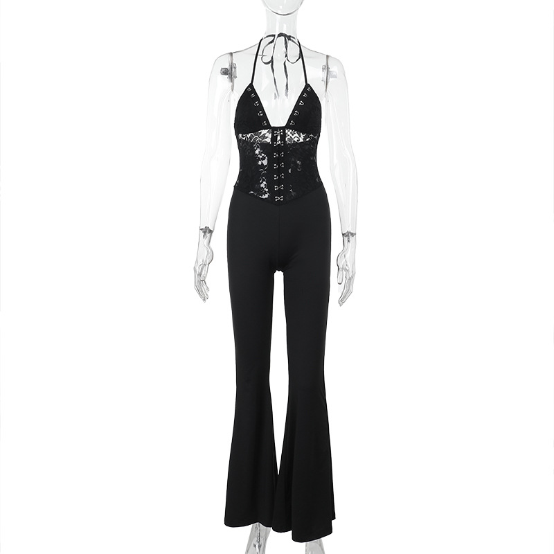 Sexy Lace Halter Neck Jumpsuit for Women