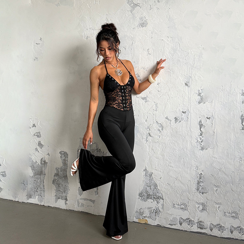 Sexy Lace Halter Neck Jumpsuit for Women