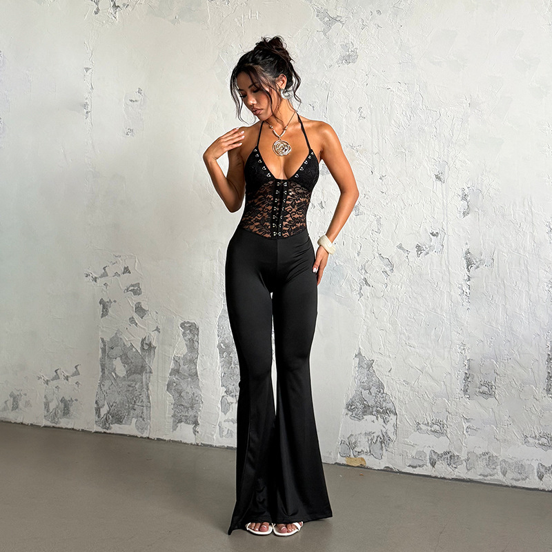 Sexy Lace Halter Neck Jumpsuit for Women