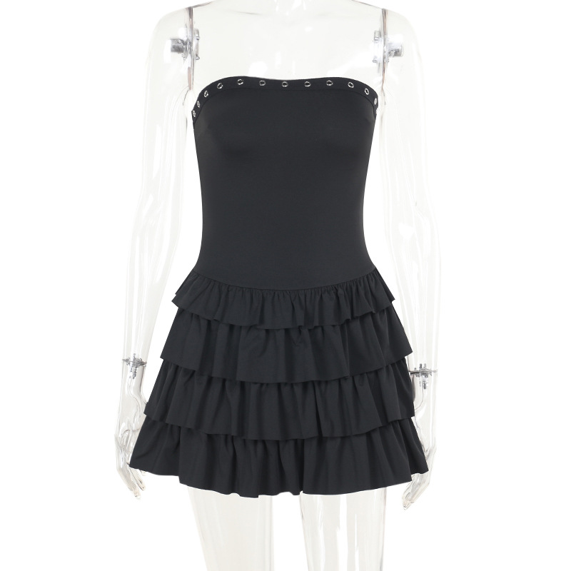 Strapless Backless Ruffled Tiered Sexy Fitted Bodycon Party Mini Dress