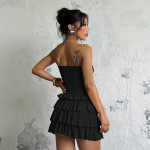 Strapless Backless Ruffled Tiered Sexy Fitted Bodycon Party Mini Dress