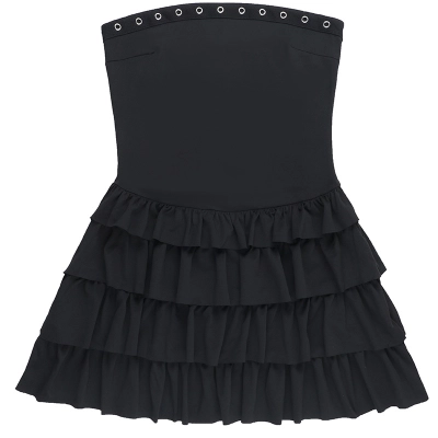 Strapless Backless Ruffled Tiered Sexy Fitted Bodycon Party Mini Dress 01