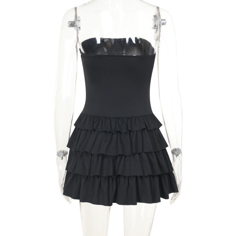 Strapless Backless Ruffled Tiered Sexy Fitted Bodycon Party Mini Dress