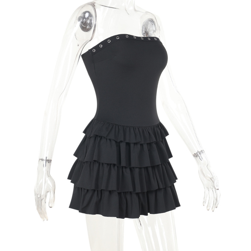 Strapless Backless Ruffled Tiered Sexy Fitted Bodycon Party Mini Dress