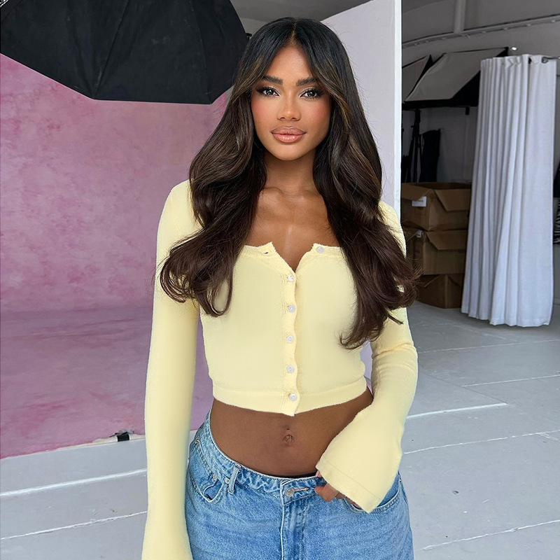 Cropped Knit Cardigan for Women – Lightweight Long Sleeve Open Front Sweater