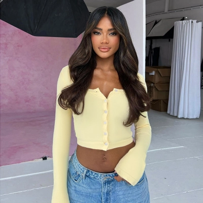 Cropped Knit Cardigan for Women – Lightweight Long Sleeve Open Front Sweater 02