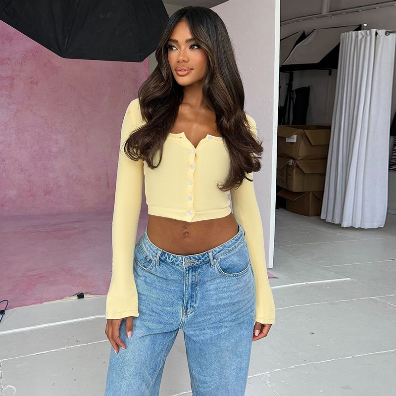 Cropped Knit Cardigan for Women – Lightweight Long Sleeve Open Front Sweater