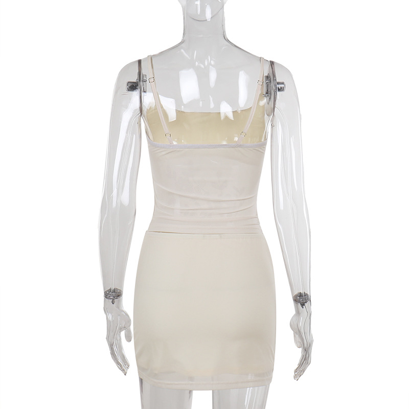 Elegant Rhinestone Embellished Tank Top & Midi Skirt Set 