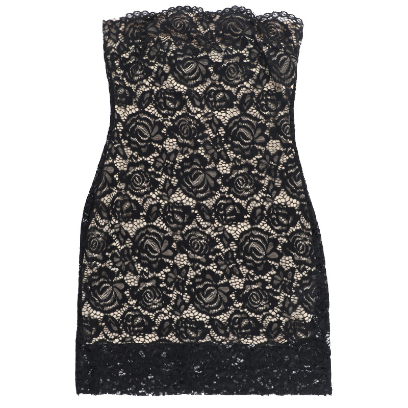 Lace Trim Strapless Cutout Bodycon Dress – Sexy European Style Evening Mini Dress with Sheer Detail