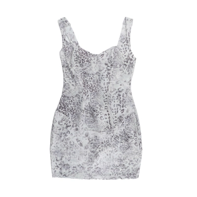 Leopard Print Bodycon Mini Dress with Sparkling Rhinestone Neckline 01