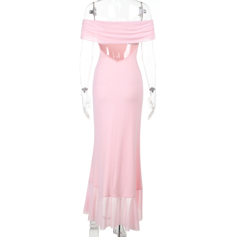 Ruffled Tulle Maxi Dress with Side Slit – Convertible Strapless & Off-the-Shoulder Summer Gown