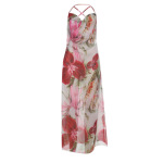 Sexy See-Through Vacation  Sheer Slit Floral Maxi Dress 
