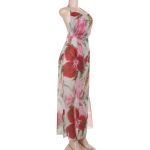 Sexy See-Through Vacation  Sheer Slit Floral Maxi Dress 