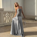 Strapless Satin Long Evening Gown 