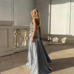 Strapless Satin Long Evening Gown 