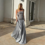 Strapless Satin Long Evening Gown 