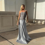 Strapless Satin Long Evening Gown 