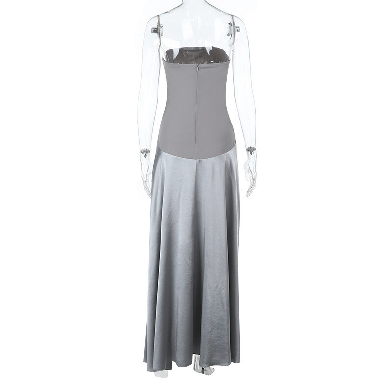 Strapless Satin Long Evening Gown 