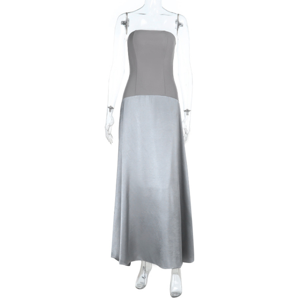 Strapless Satin Long Evening Gown 